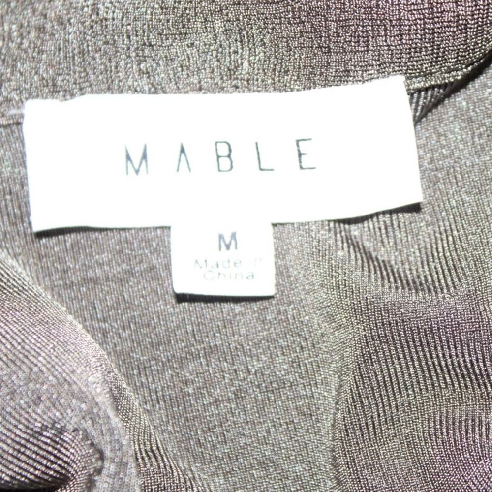 Mable Olive Metallic Ruched Button Down Mini Shirt Dress Long Sleeve Medium - Picture 5 of 5